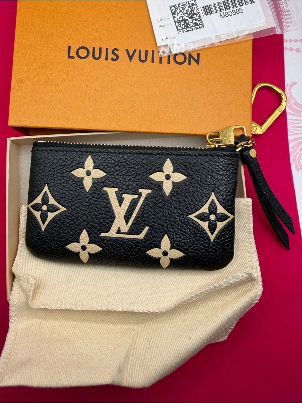 Louis Vuitton Black with Beige Monogram Mini Zip Pouch